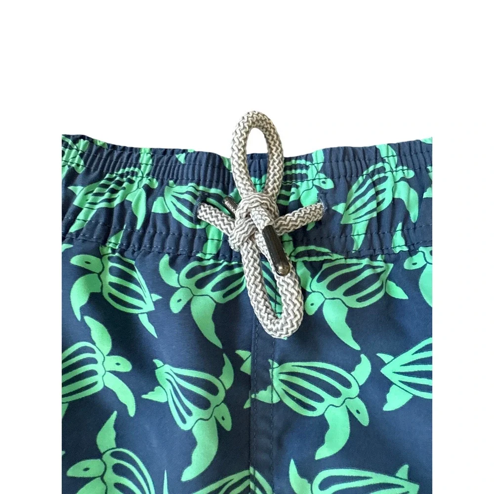 Tom & Teddy Mens Swim Trunks Blue with Green Turtles Size XL